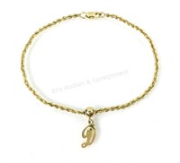 14k Gold Bracelet W/ Letter ' D' Charm