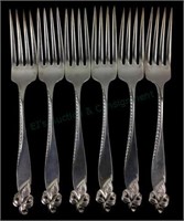 (6) Wallace Sterling Orchid Elegance Dinner Forks