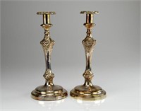 Pair of Sheffield silver plate candlesticks