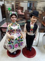 PAIR OF WELL MADE SWISS DOLLS W DISPLAY CASE