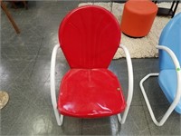 RETRO METAL PATIO CHAIR RED