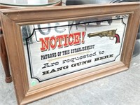 "HANG GUNS HERE" FRAMED BAR MIRROR