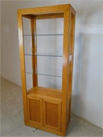 Wood Display Case with Open Glass Shelves