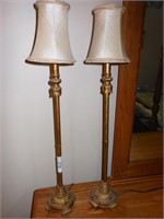2 Tall Brass Candlestick Lamps
