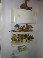 Plastic "over-the-toilet" Shelf with contents