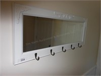 White Coat Rack Mirror (10" x 32")