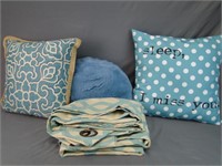 Assorted Pillows & Curtains
