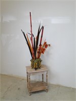 Large Floral Arrangement in Metal Vase