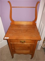 Antique Oak Commode with towel bar