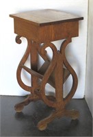 Oak Book Table with Lyre Sides