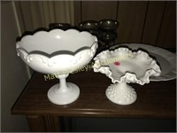 TWO MILK GLASS COMPOTES