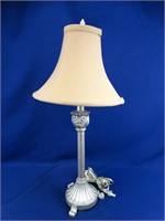 Silver Color Accent Lamp with Lined Shade