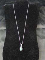 926 Sterling & Malachite Pendant w/ 24" 925 Chain