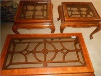 3 Glass-top Tables (1 coffee / 2 end)
