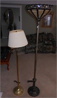 2 Floor Lamps (1 stained-glass look / 1 brass)