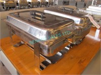 2X,FULL SIZE CHAFING DISHES W/ GOLD HANDLES+LIDS