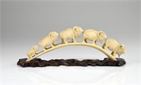 Chinese carved ivory goat bridge
