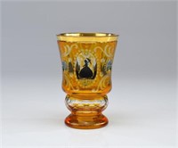 Bohemian amber flashed cut glass vase