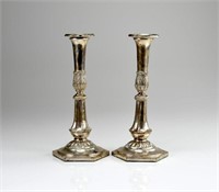 Pair of early 19th C German silver candlesticks