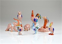 Eight Herend porcelain animal figures