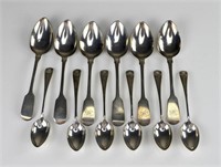 Twelve English silver teaspoons