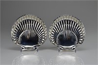 Pair of Birks silver shell form dishes