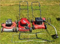 (3) Gas push mower (One needs handle attached)