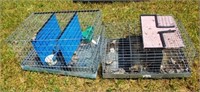 (2) Rabbit transport show cages. Three sections
