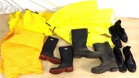 (3) Rain Jackets & (4) Pairs Rain Boots