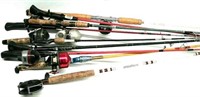 (9) Fishing Rods, (8) w/ Reels