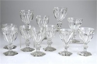 Eleven 19th C cut glass water goblets