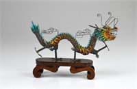 Chinese export silver & enamel dragon