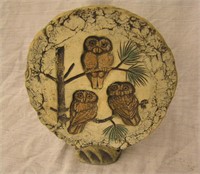 Decorative Ceramic Owl Plate W/ Stand