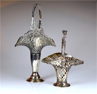 Two Art Nouveau silver plated bride baskets