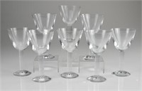Eight Baccarat Lyra water goblets
