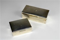 Two Birks silver presentation cigarette boxes