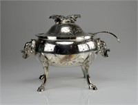 Victorian silver plate tureen with Sheffield ladle