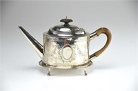George III silver teapot and stand