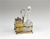 19th C English silver and cut glass condiment set