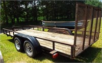 16 Ft. flat wood deck dual axle utility trailer