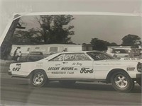 289 Ford Terry drag race black and white vintage