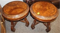 2pc Round Burl Wood Tables