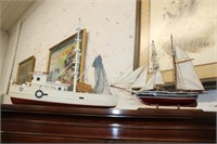 2pc Ships (sailboat & shrimp boat)