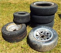 (6) Various tires. Three have rims.