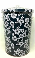 Oversized Floral Tin Canister w/ Lid & Handles