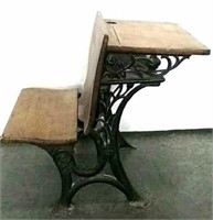 Antique Cast Iron School Desk