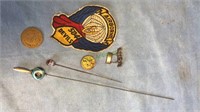 Airborne 504 devils patch, two glass hat pins,