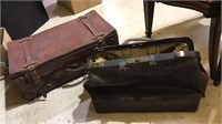 Leather suitcase and a leather doctors bag, (890)
