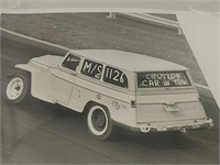 Vintage drag race photo caution car and tow 8 x