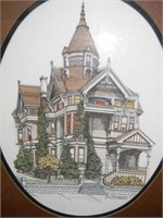 PENCIL SIGNED NUMBERED VICTORIAN HOUSE FRAMED ART